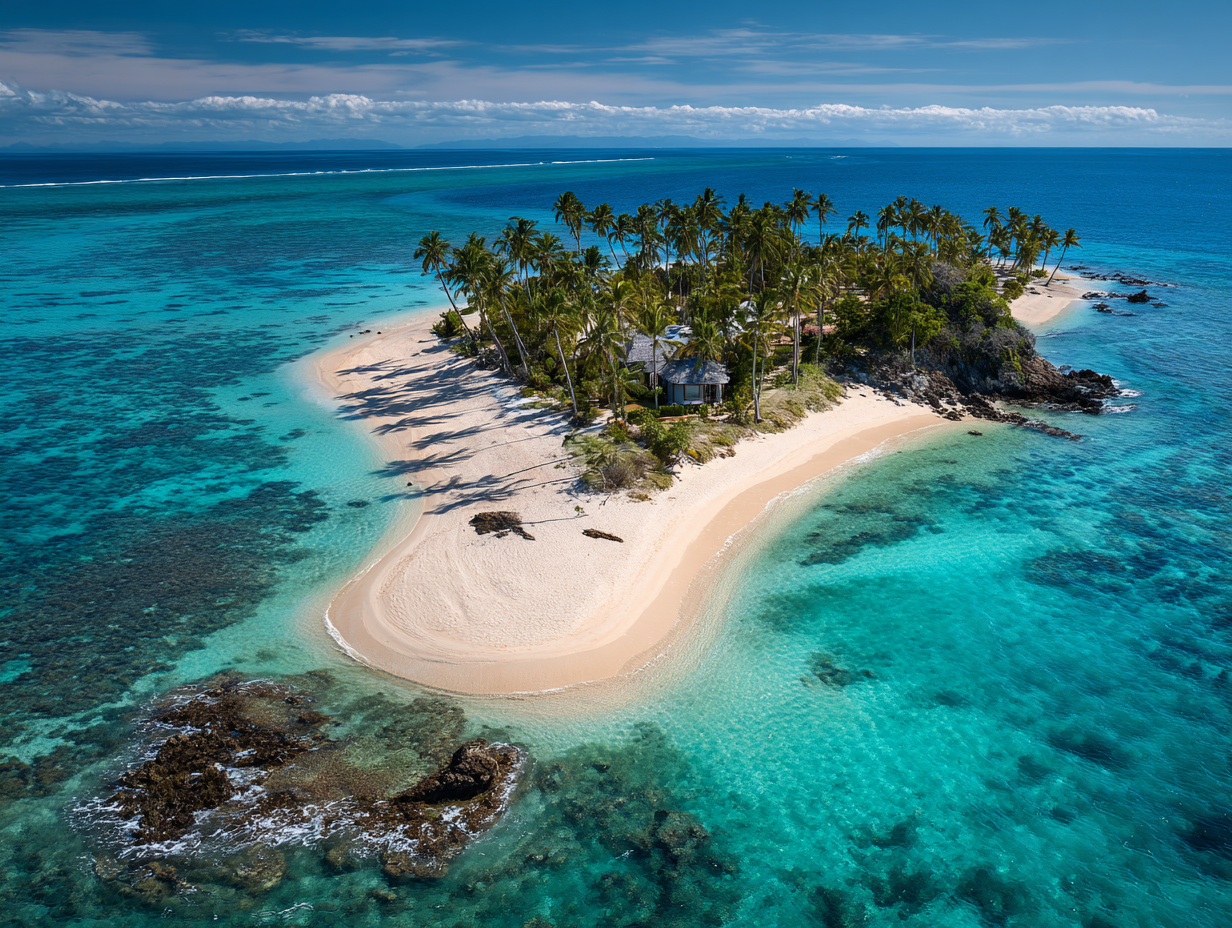 Luftaufnahme einer tropischen Privatinsel